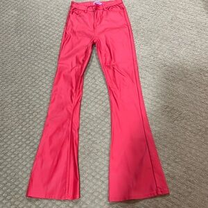 Edikted red flare pant faux leather